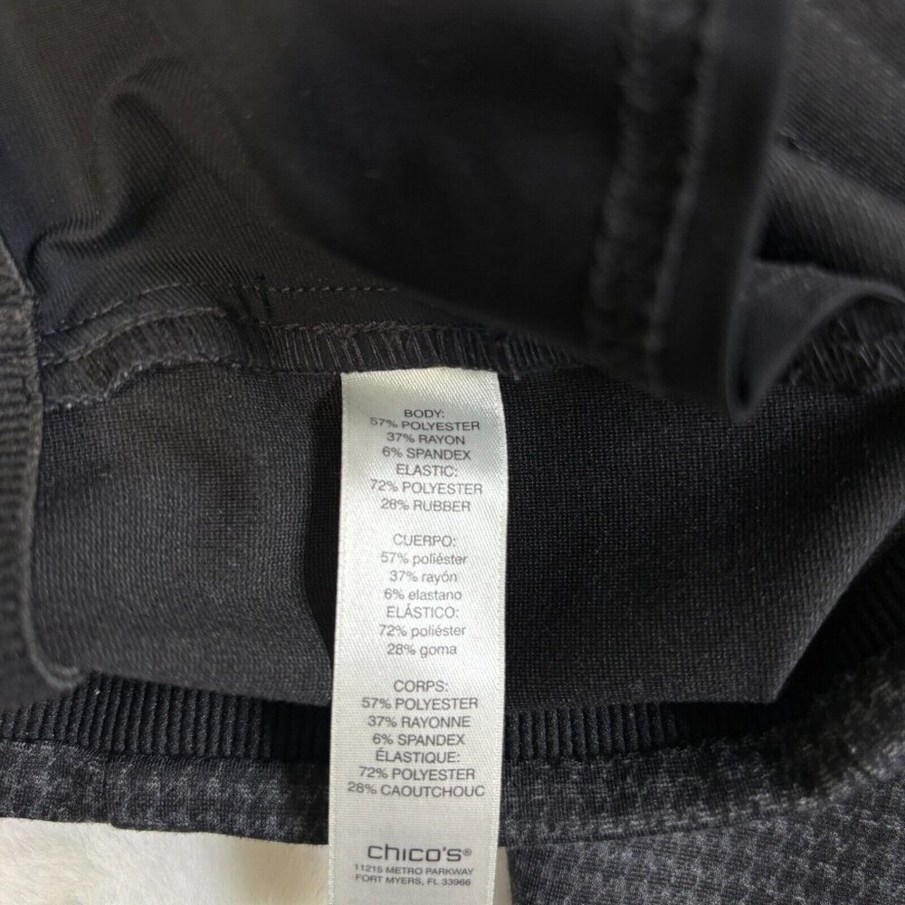 Chico's Pants 1 Women's 8 Black Gray Houndstooth Slim Leg Elastic Waist Pull-On - Picture 11 of 11
